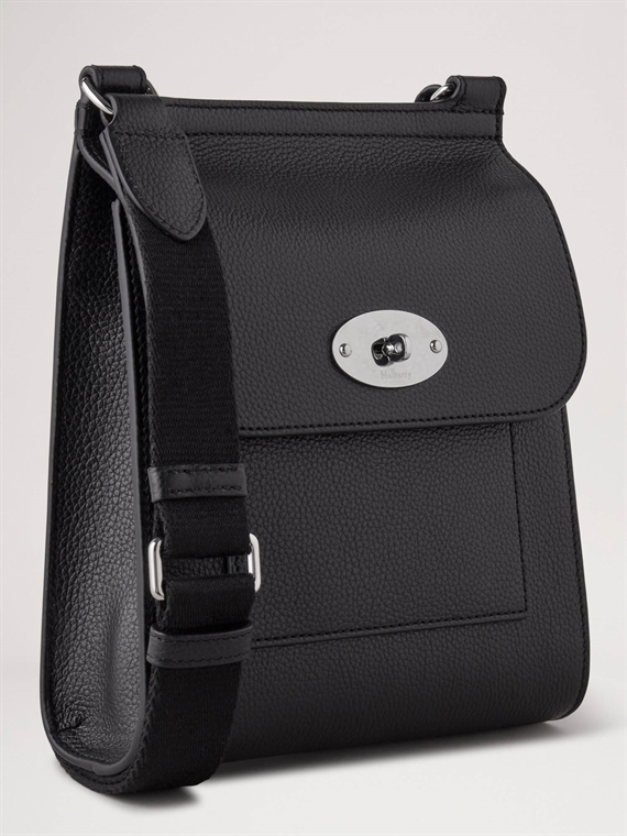 Mulberry Small Antony Black & Silver Small Classic Grain